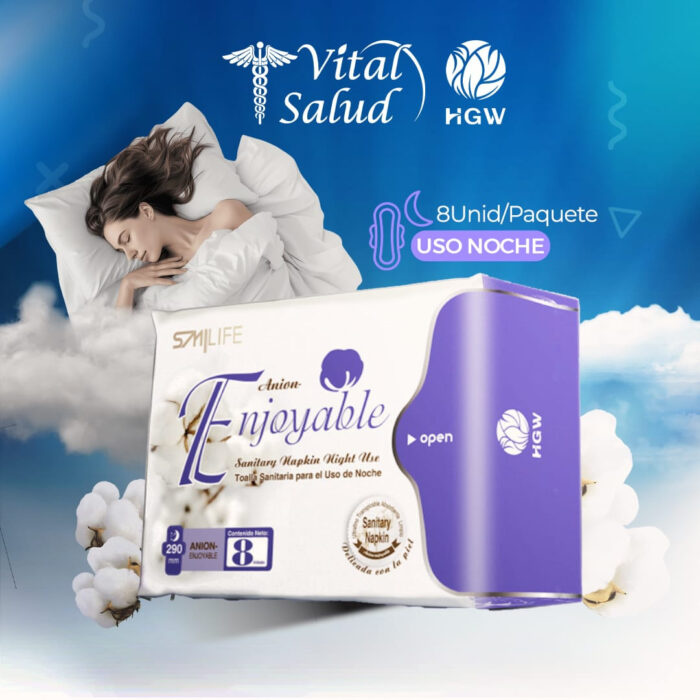 Toalla Sanitaria Noche ENJOYABLE (8 Unidades Paq.) - Imagen 1
