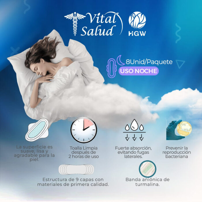 Toalla Sanitaria Noche ENJOYABLE (8 Unidades Paq.) - Imagen 2